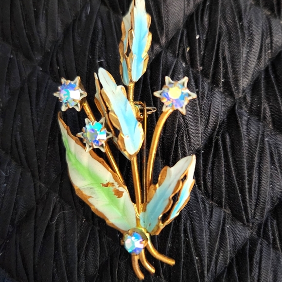 Austria Jewelry Vintage Brooch Made In Austria Blue Beautiful